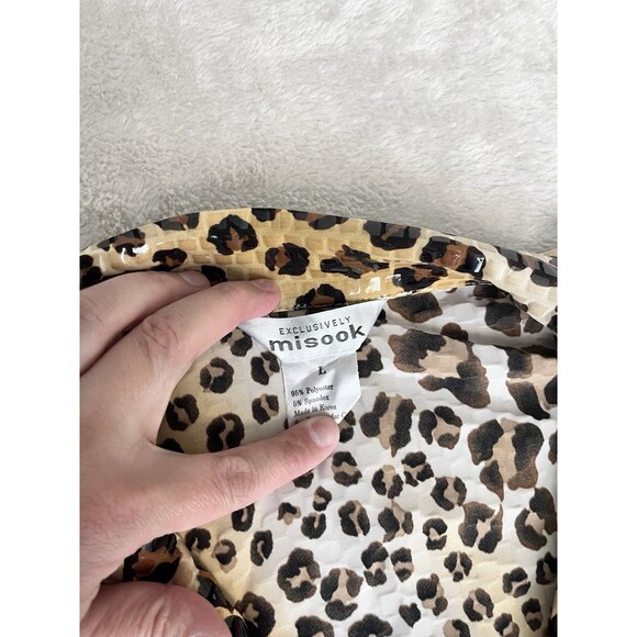 Exclusively Misook Leopard Print Zip Up Jacket Sparkle Paillette Size L - Picture 5 of 9